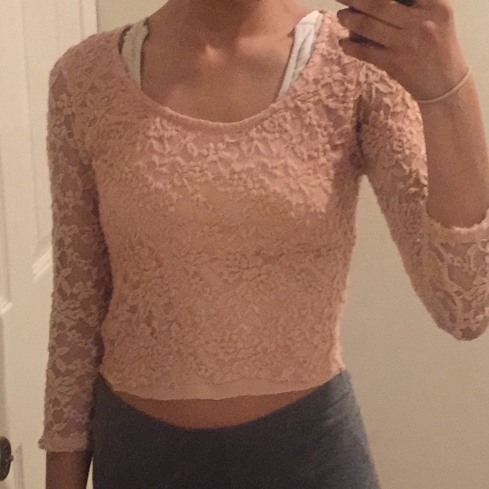 pink floral long sleeved top